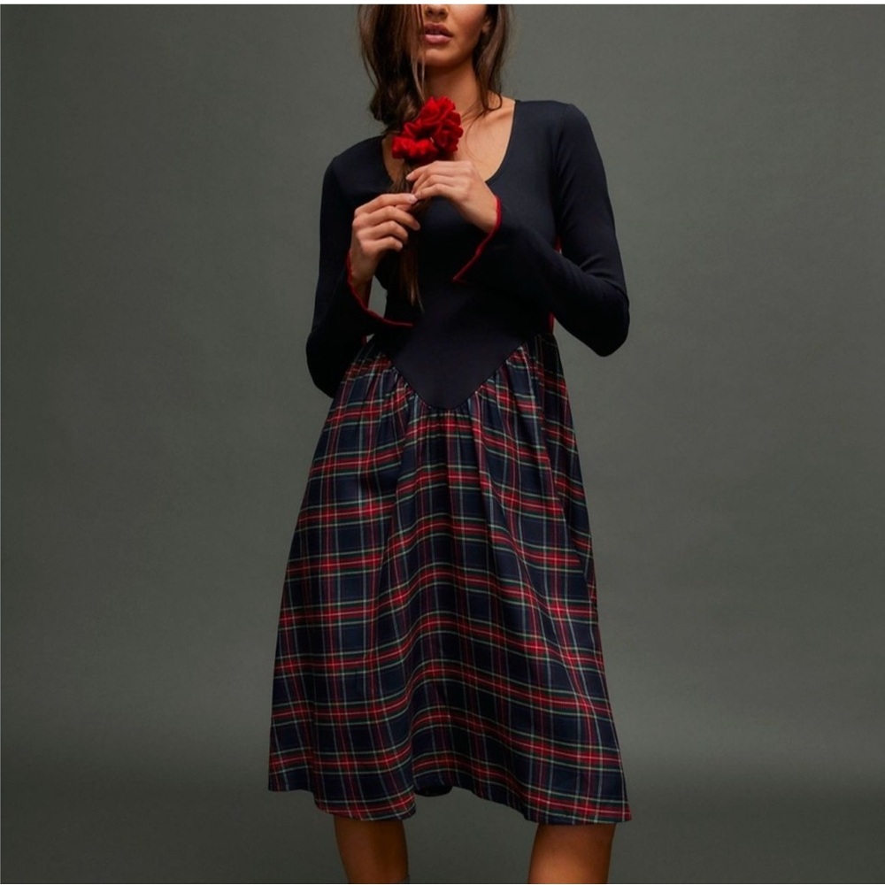 Eliza Faulkner x Free People Joan Dress in‎ Blue Plaid - size Small NWOT